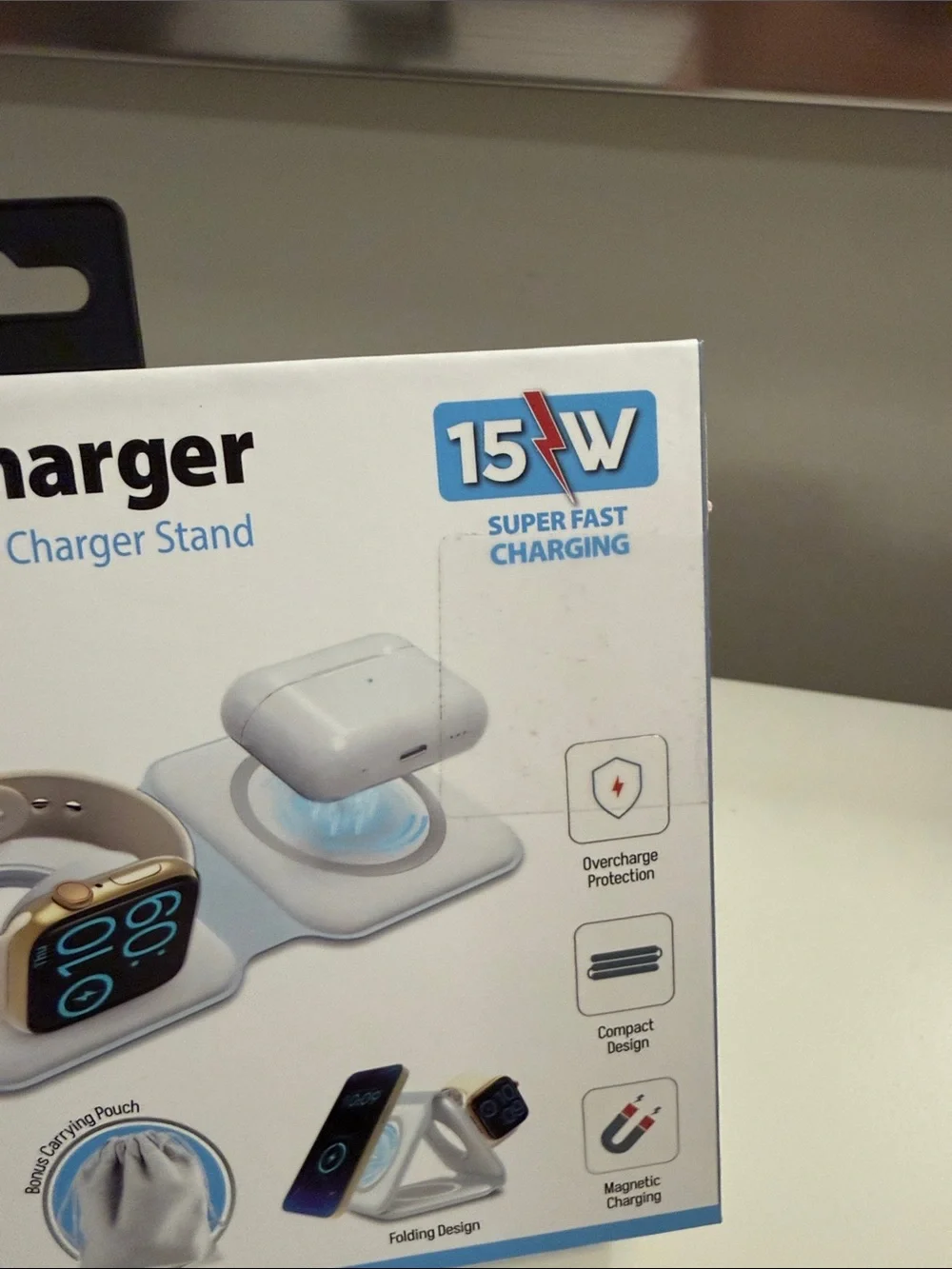 3-in-1 MagCharger Triple Magnetic Wireless Charger Stand - White